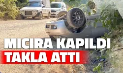 Mıcıra Kapılan Otomobil Takla Attı
