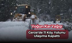 Yoğun Kar Yağışı Gerze’de 11 Köy Yolunu Ulaşıma Kapattı