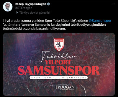 Recep-Tayyip-Erdoğan-Twitter-da-11-yıl-aradan-sonra-yeniden-Spor-Toto-Süper-Lig’e-dönen-Samsunspor’u-tüm-taraftarını-ve-Samsunlu-kardeşlerimi-tebrik-ediyor-şimdiden-önümüzdeki-sezonda-başarılar-diliyorum-https-t-co